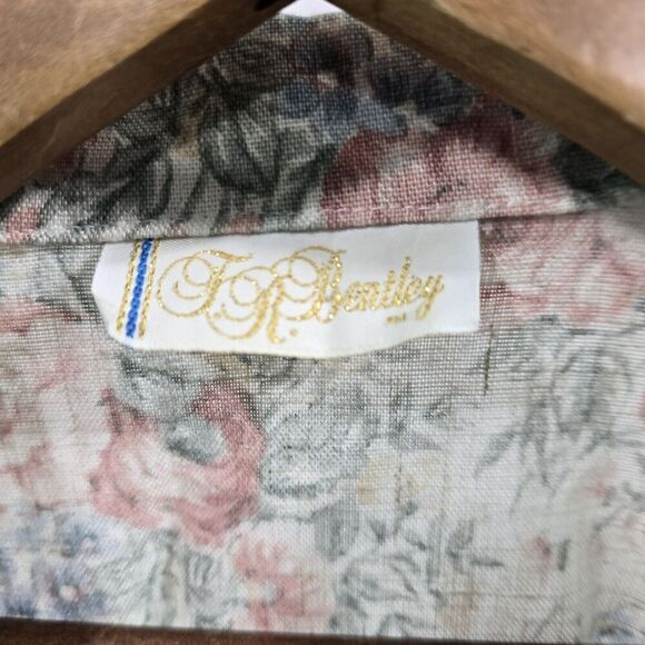 Vintage Blazer Womens 1X Pink Floral 1 Button Cottagecore Tea Garden 90s 80s - Picture 3 of 12